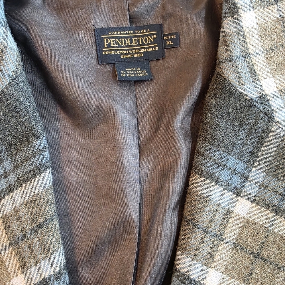 Pendleton Woolen Mills Vintage Plaid Wool Blazer Coat Petite XL - Picture 10 of 12
